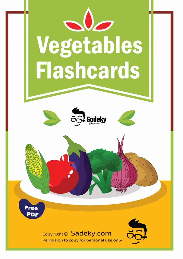 Printable Vegetable flashcards with names for kids