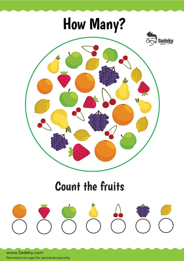Fruits preschool math activities