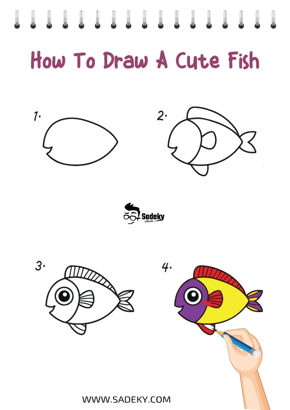 Cute kawaii animals to draw - Fish