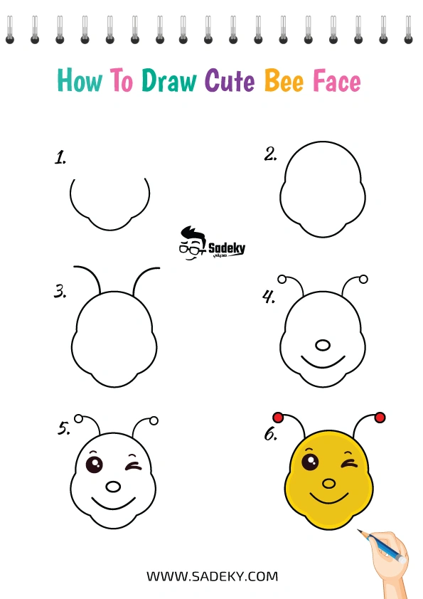 cute bee face drawing easy - Draw Animal Faces