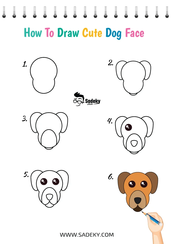 cute dog face drawing easy