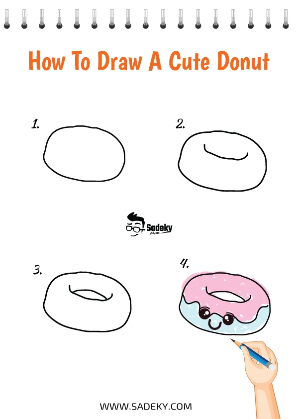 Cute drawings step by step - Donut