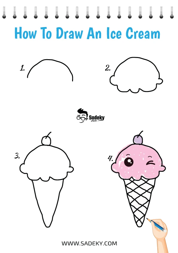 Cute drawings for beginners step by step - Ice cream