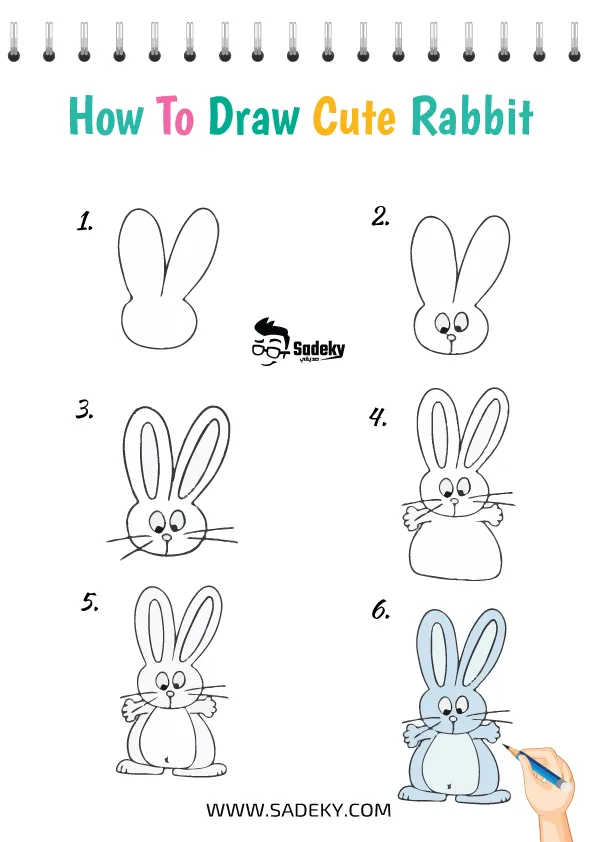 طريقة رسم أرنب بالخطوات للاطفال
