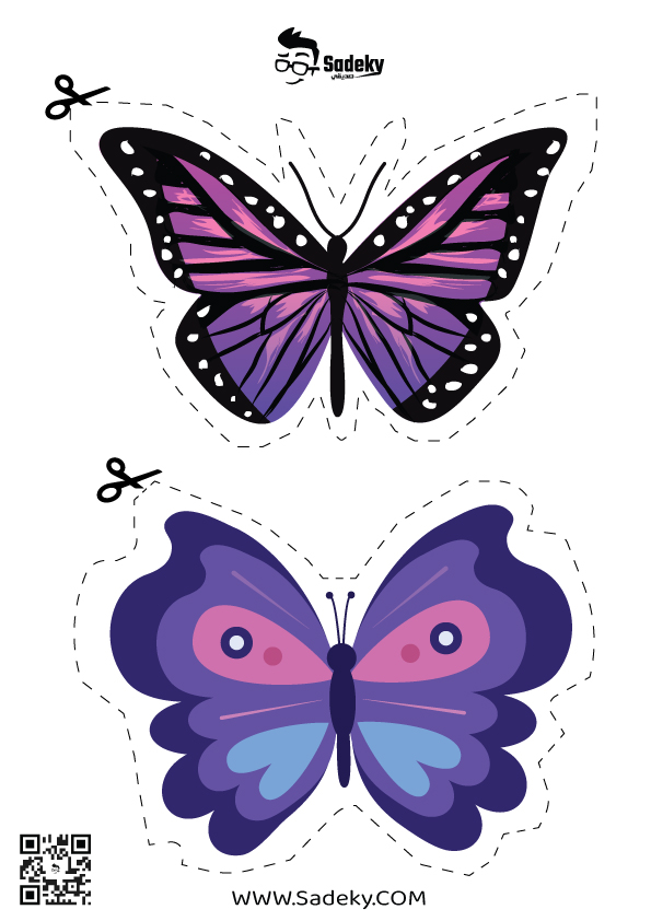 Purple Butterflies stencils printable 