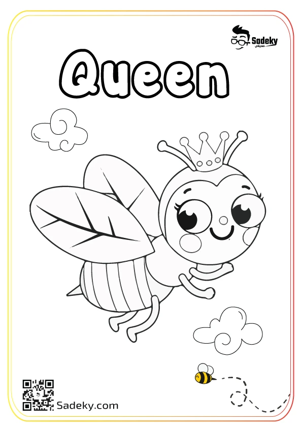 cute queen bee coloring sheet