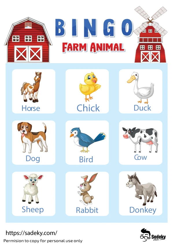 bingo farm animals 