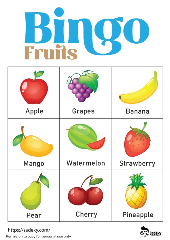 Fruit and vegetables Bingo PDF