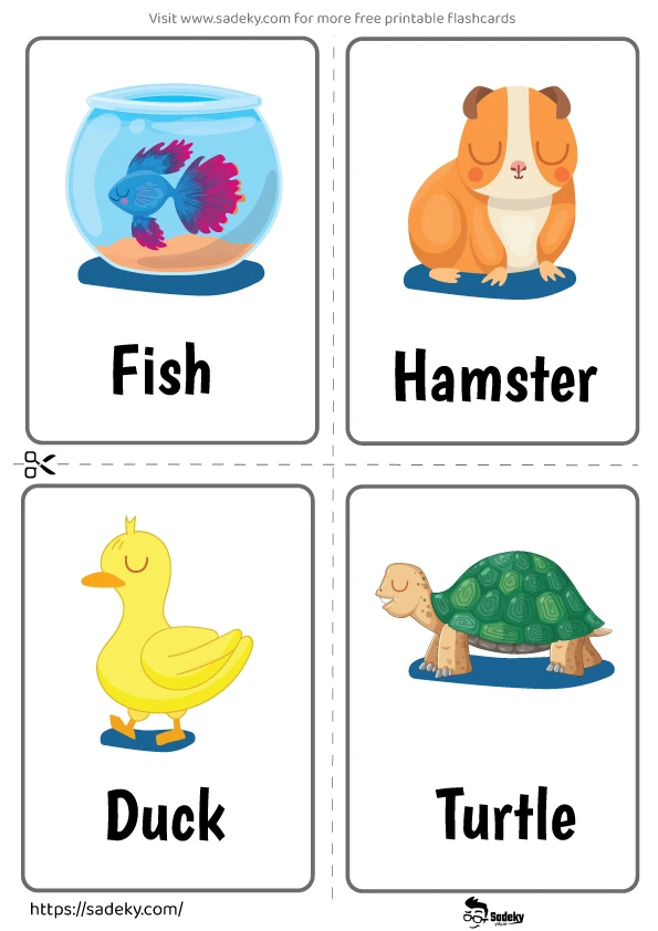 Pet home animals flashcards printable