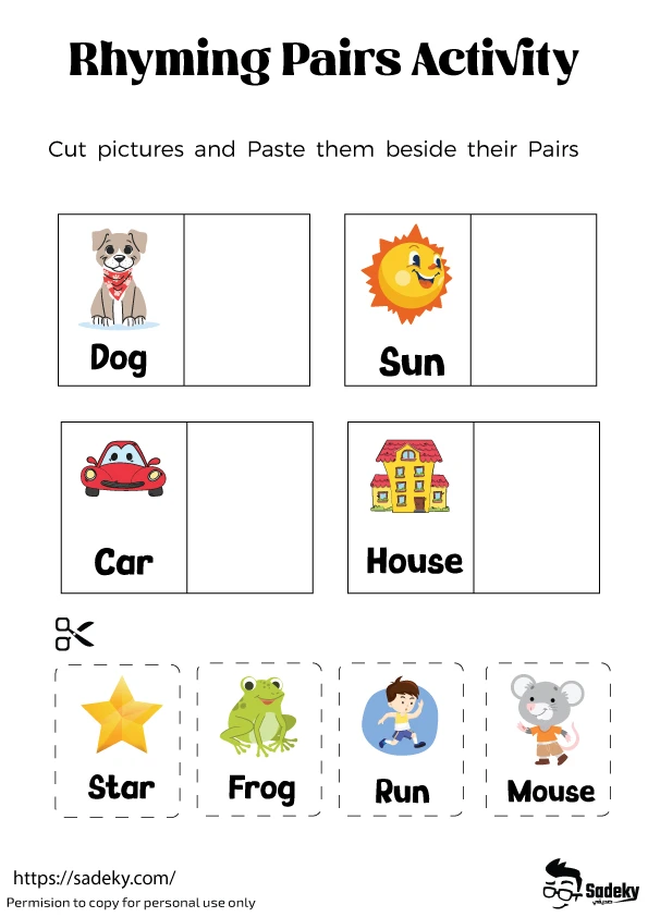 Activity rhyming words cards free printable