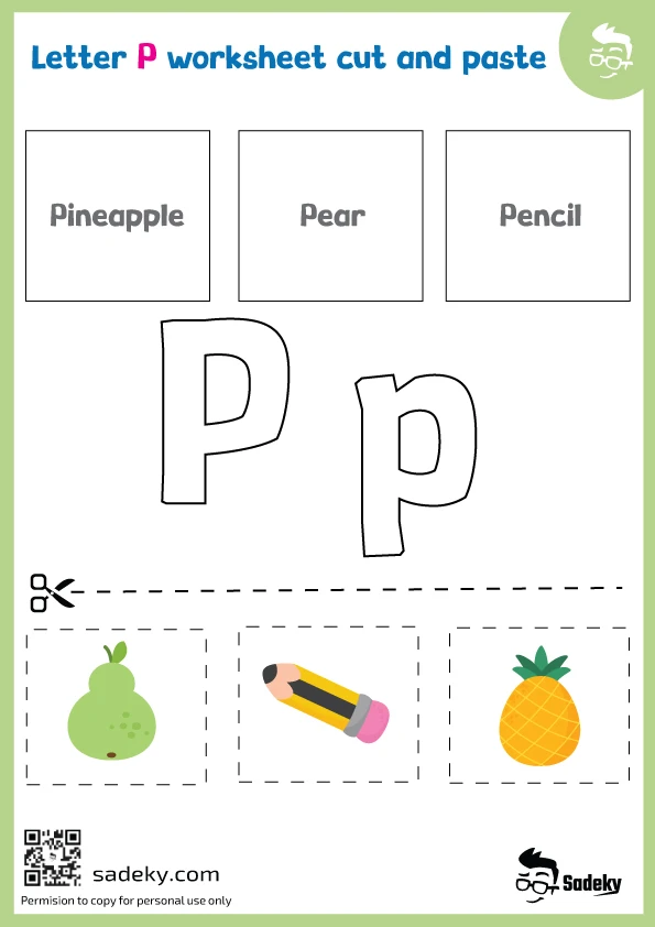 Letter p worksheets cut and paste