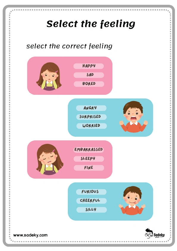 select the feeling-feelings emotions worksheet