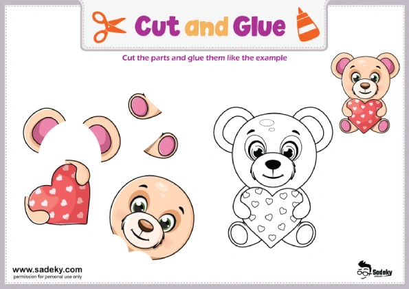 animal cut and glue worksheet bear