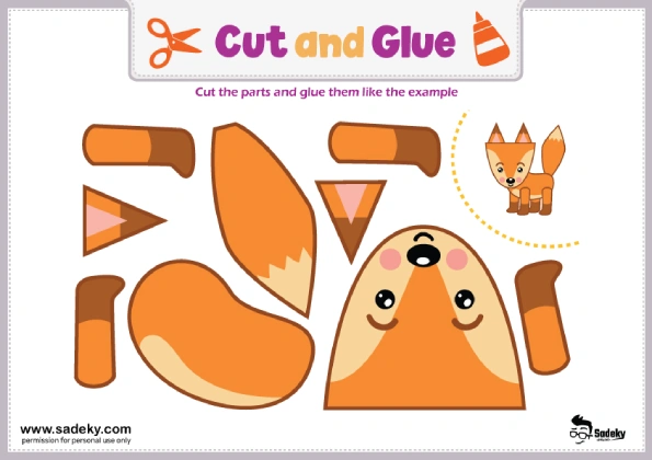 easy cut and glue animals for kids
