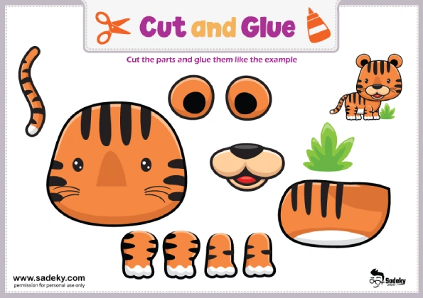 animal cut and glue worksheet for preschoolers