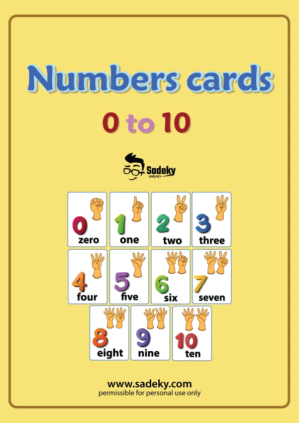 Number 0 to 10 cards printable free