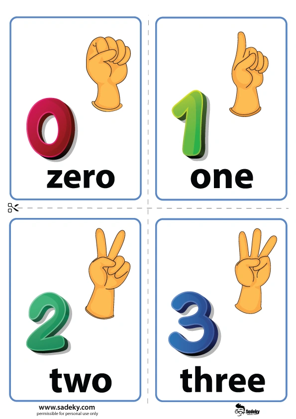 Number 0 to 10 cards printable kids free 
