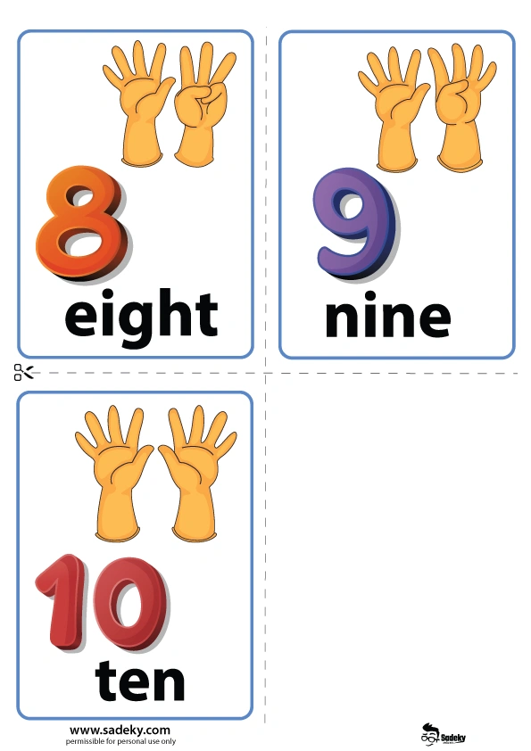 numbers 0 to 10 flashcards hands printable