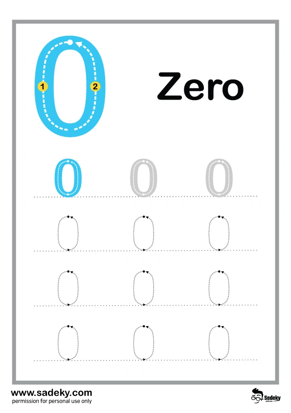 trace number zero work sheet