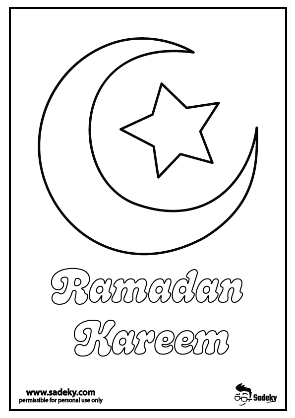 crescent moon and star coloring page PDF