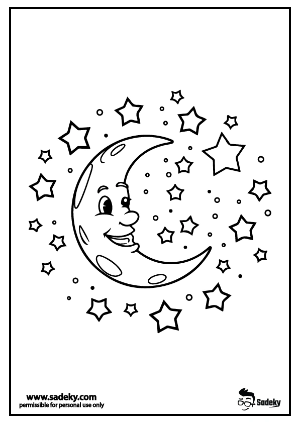 crescent and stars free coloring sheets