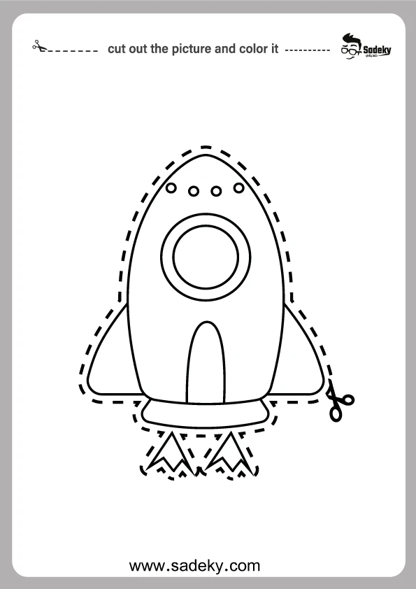 Rocket cut and color sheet printable 
