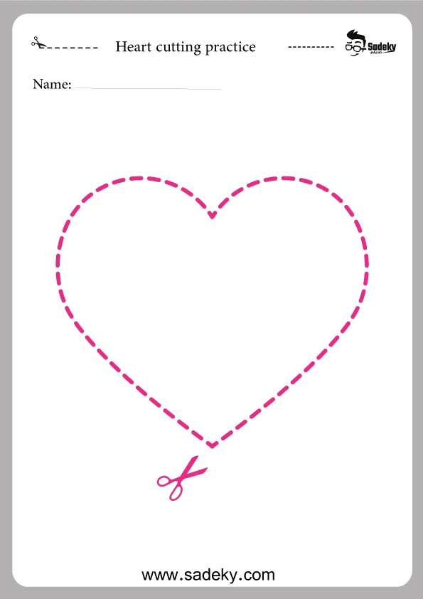 Free heart cutting practice preschool garland hanging on a wall