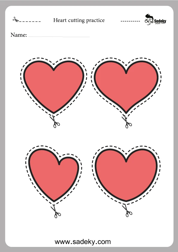 cutting practice worksheets with hearts