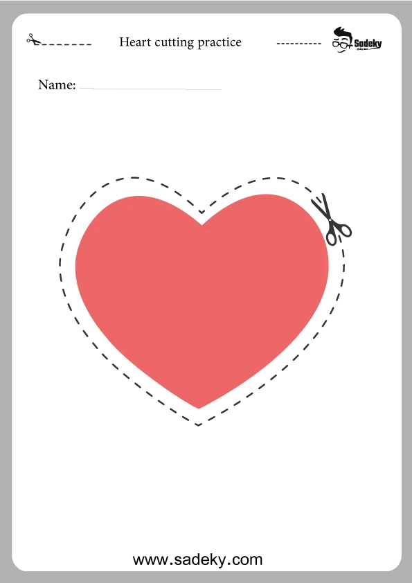 Close up of a printable heart shape cutting sheet