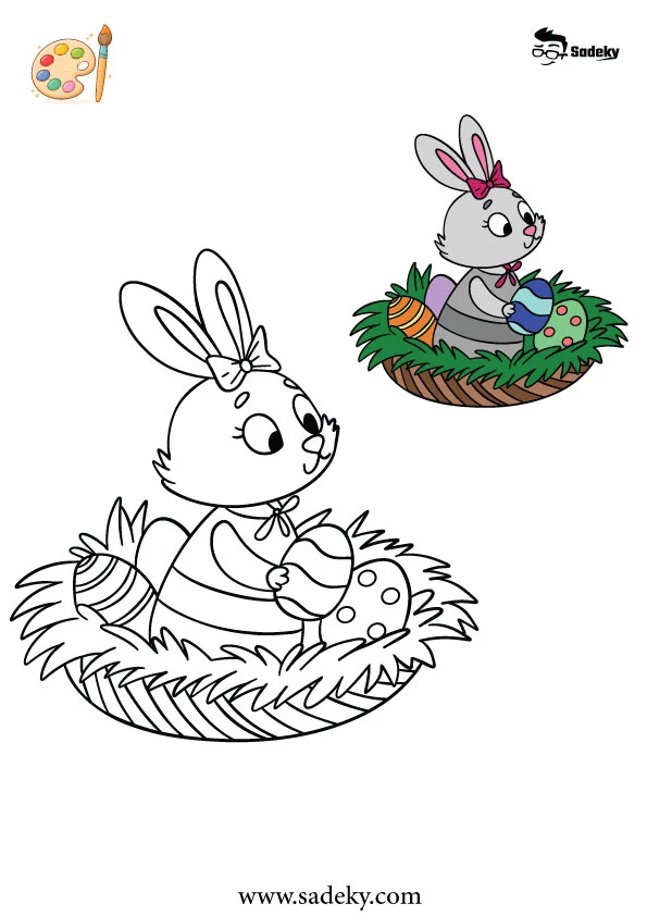 bunny coloring page for spring day
