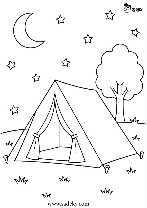 Tent Under the Stars Coloring Page