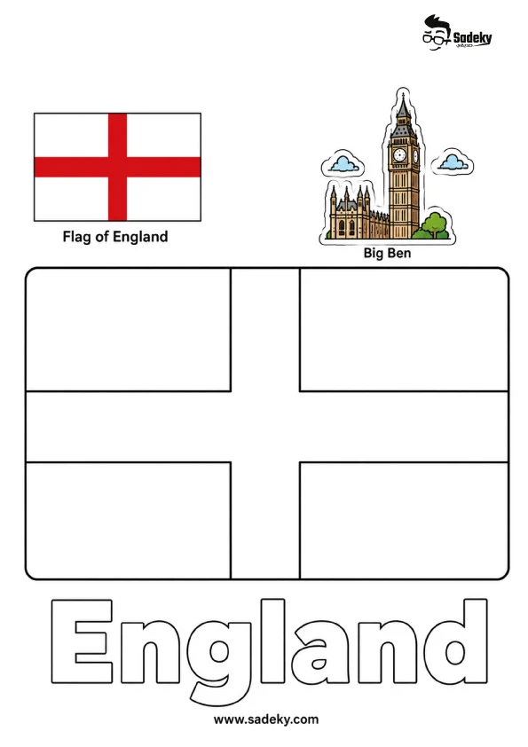 England Flag Coloring Page