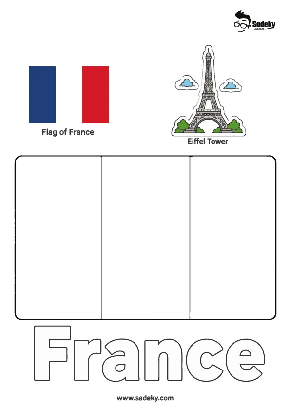 France flag coloring page printable for kids
