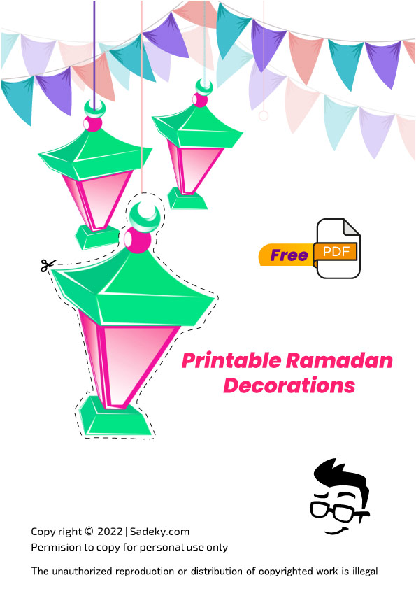 Free Printable lantern Ramadan Decorations | 3D lantern paper template