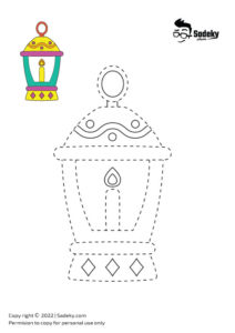 Trace and color lantern Ramadan for kids