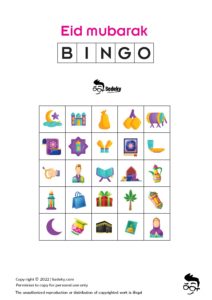 Free Eid Bingo Game For Fun | Sadeky