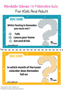 Free printable Ramadan Flashcard Quiz PDF