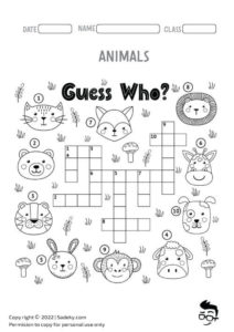 Crossword puzzle Animal games for preschoolers
