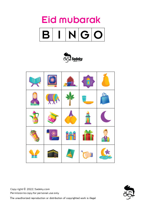Free Eid Printable Bingo Cards For Kids PDF