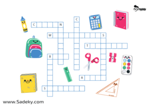 school supplies crossword puzzle