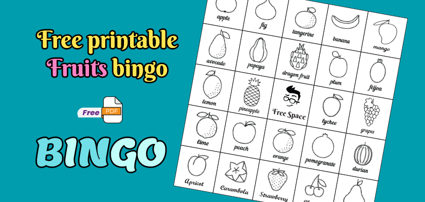Free Fruit Bingo Black And White Clipart Download