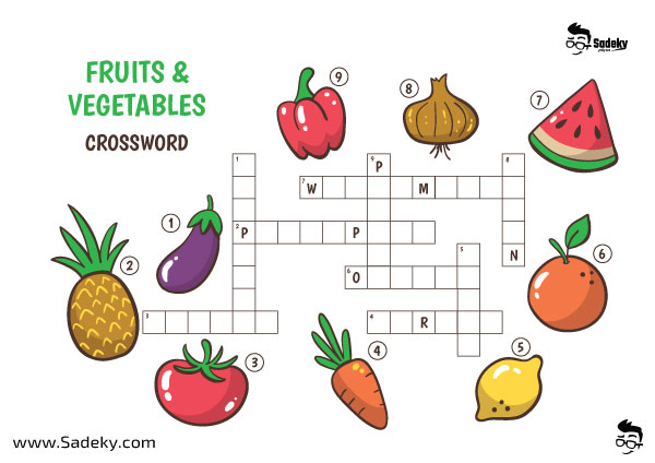 fruits and vegetable crossword puzzles to print for kids