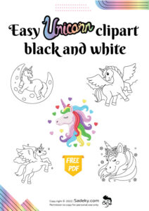 free printable unicorn clipart black and white