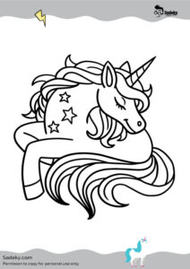 Fairy Tale Unicorn coloring page printable 