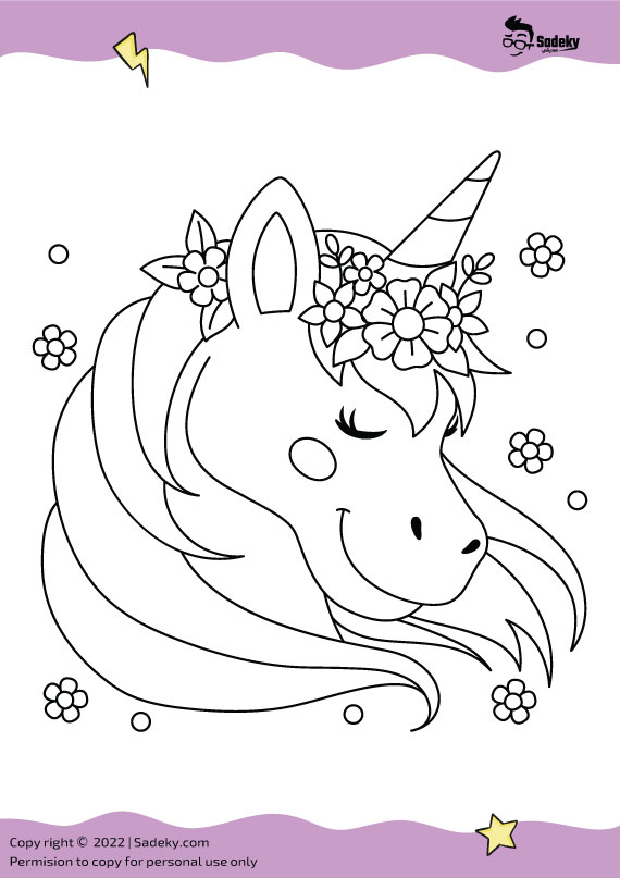 Printable unicorn head coloring pages free