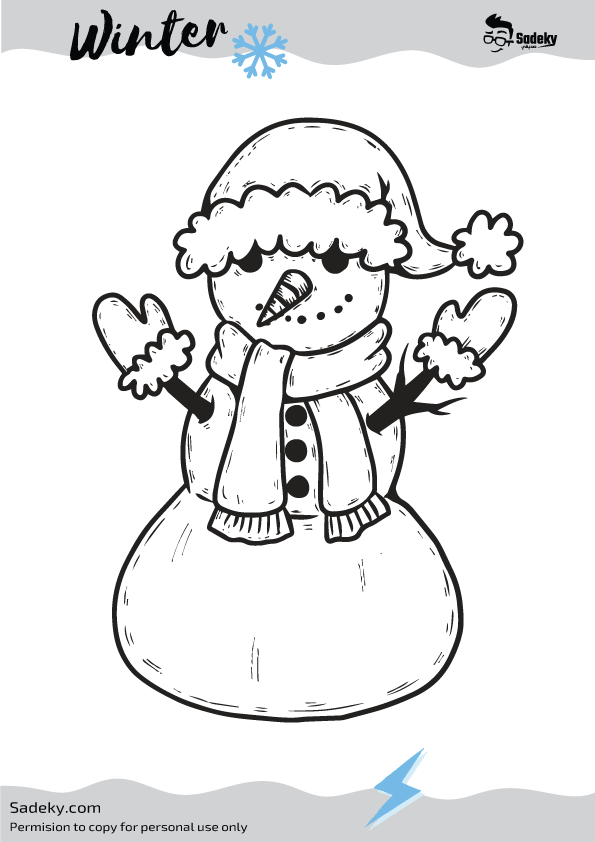 Snowman clipart coloring page