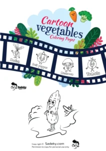 Free Printable Cartoon vegetables coloring pages with names