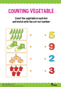 Vegetables preschool math activities