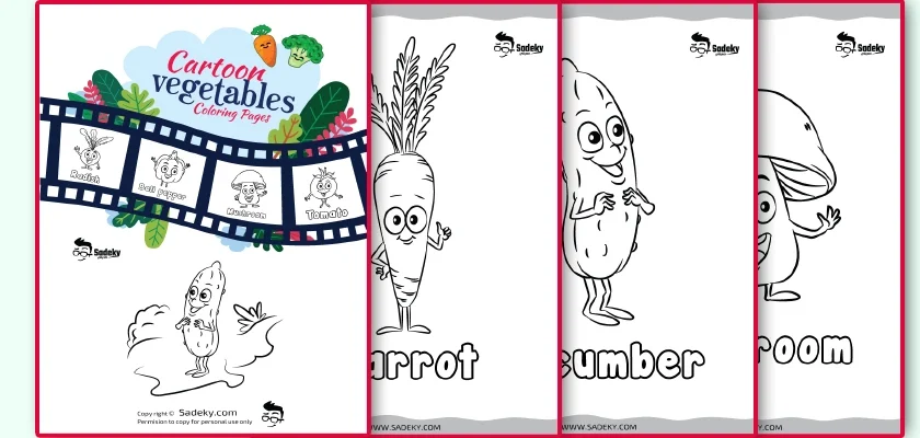 Free vegetables coloring pages with names