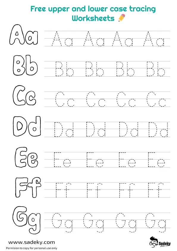 Free Printable Uppercase And Lowercase Letters Worksheets | Sadeky